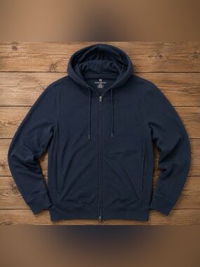 Mack Weldon Full Zip Hoodie Men’s Navy Performance Jacket Hooded Large